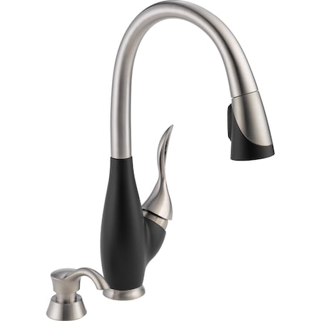 Delta Fuse Single Handle Pull-Down Kitchen Faucet With Soap Dispenser 19915-SBSD-DST-IN